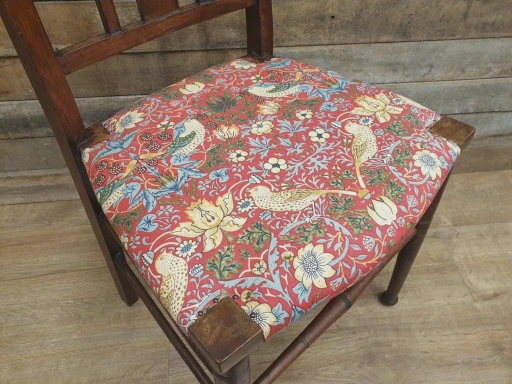 Arts And Crafts Oak Chair William Morris Strawberry Thief Antique Bedroom Chair