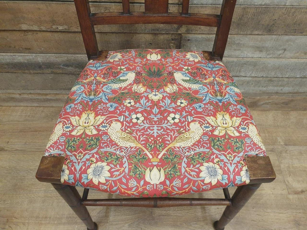 Arts And Crafts Oak Chair William Morris Strawberry Thief Antique Bedroom Chair