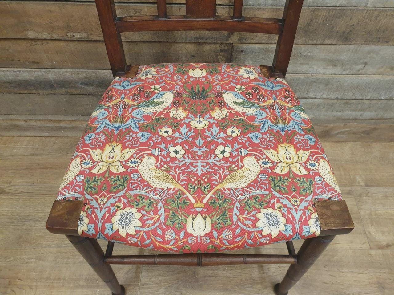 Arts And Crafts Oak Chair William Morris Strawberry Thief Antique Bedroom Chair