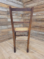 Edwardian Ladder Back Bergere Seat Chair With Turned Legs Cane Rattan Seat