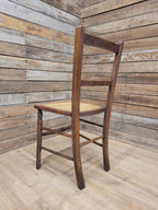 Edwardian Ladder Back Bergere Seat Chair With Turned Legs Cane Rattan Seat