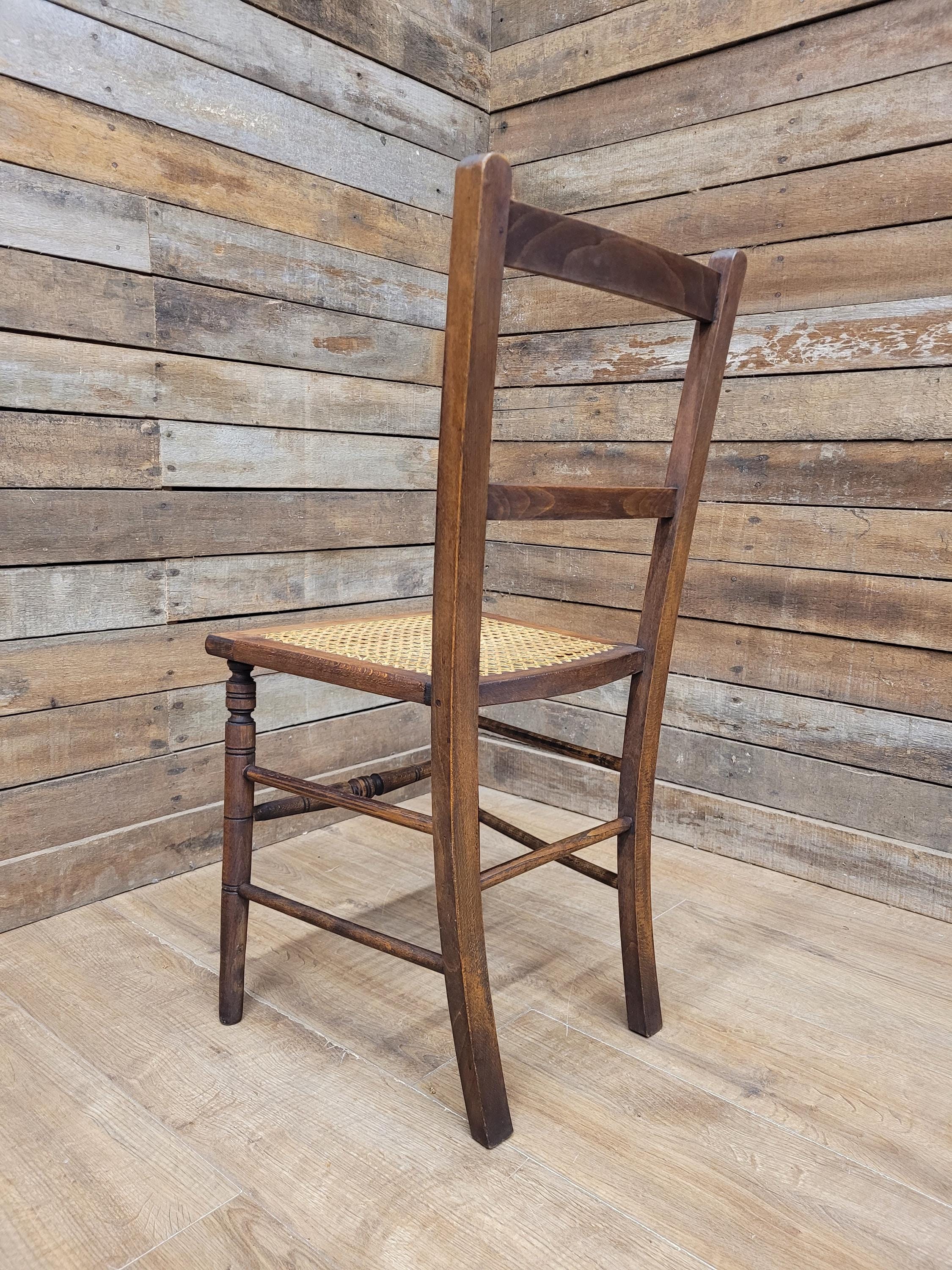 Edwardian Ladder Back Bergere Seat Chair With Turned Legs Cane Rattan Seat