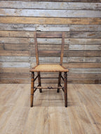 Edwardian Ladder Back Bergere Seat Chair With Turned Legs Cane Rattan Seat
