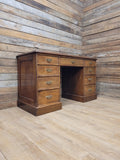 Victorian Mahogany Pedestal Desk With Nine Drawers Antique