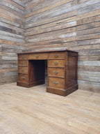 Victorian Mahogany Pedestal Desk With Nine Drawers Antique