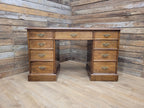Victorian Mahogany Pedestal Desk With Nine Drawers Antique