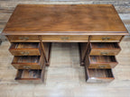 Victorian Mahogany Pedestal Desk With Nine Drawers Antique