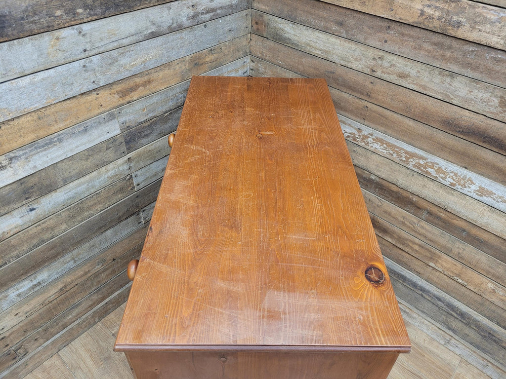 Rustic Pine Five Drawer Chest Distressed Country Vintage Bedroom Storage