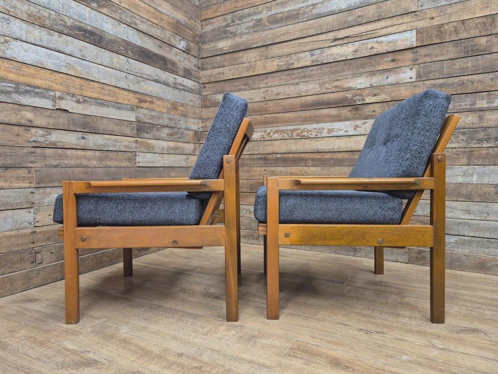 Pair Centa Teak Lounge Chairs Mid Century Danish Armchairs MCM Classic Style