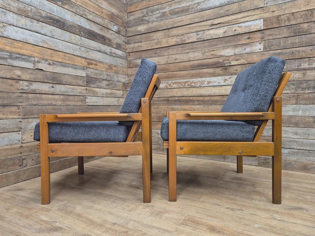 Pair Centa Teak Lounge Chairs Mid Century Danish Armchairs MCM Classic Style