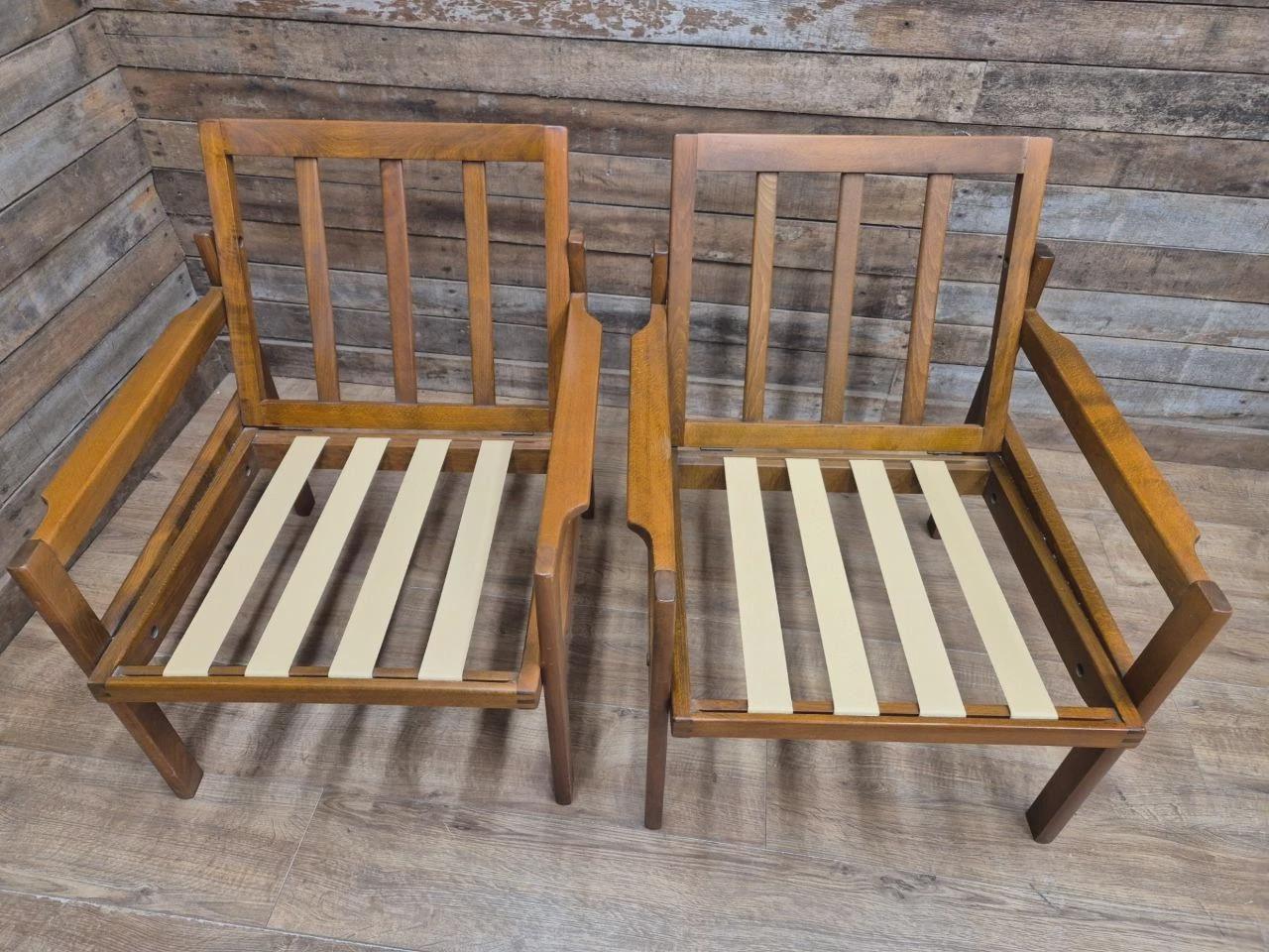 Pair Centa Teak Lounge Chairs Mid Century Danish Armchairs MCM Classic Style