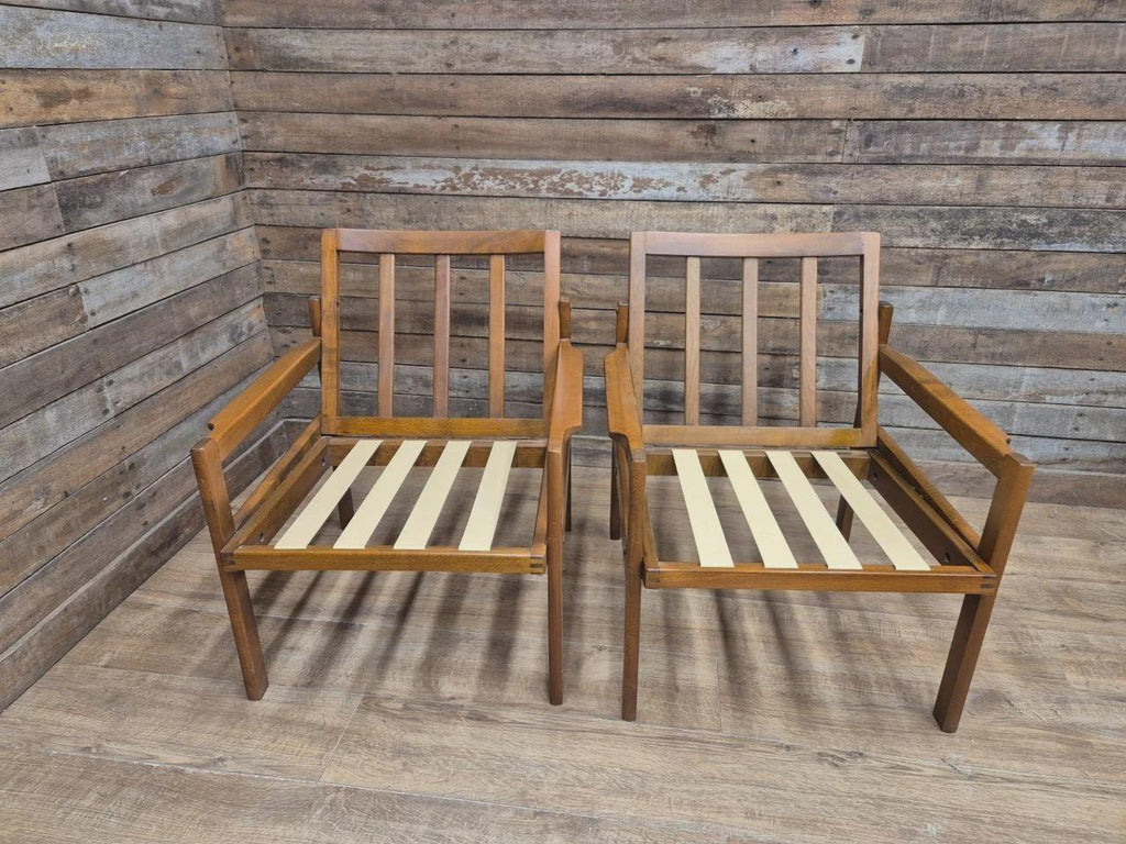 Pair Centa Teak Lounge Chairs Mid Century Danish Armchairs MCM Classic Style