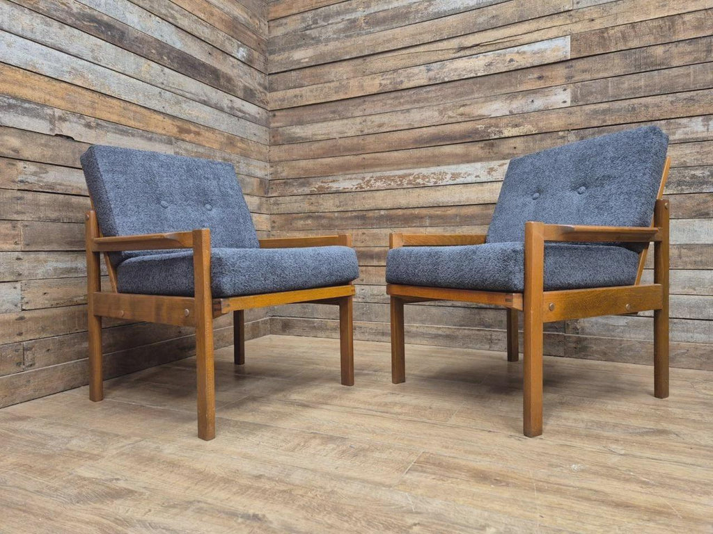 Pair Centa Teak Lounge Chairs Mid Century Danish Armchairs MCM Classic Style