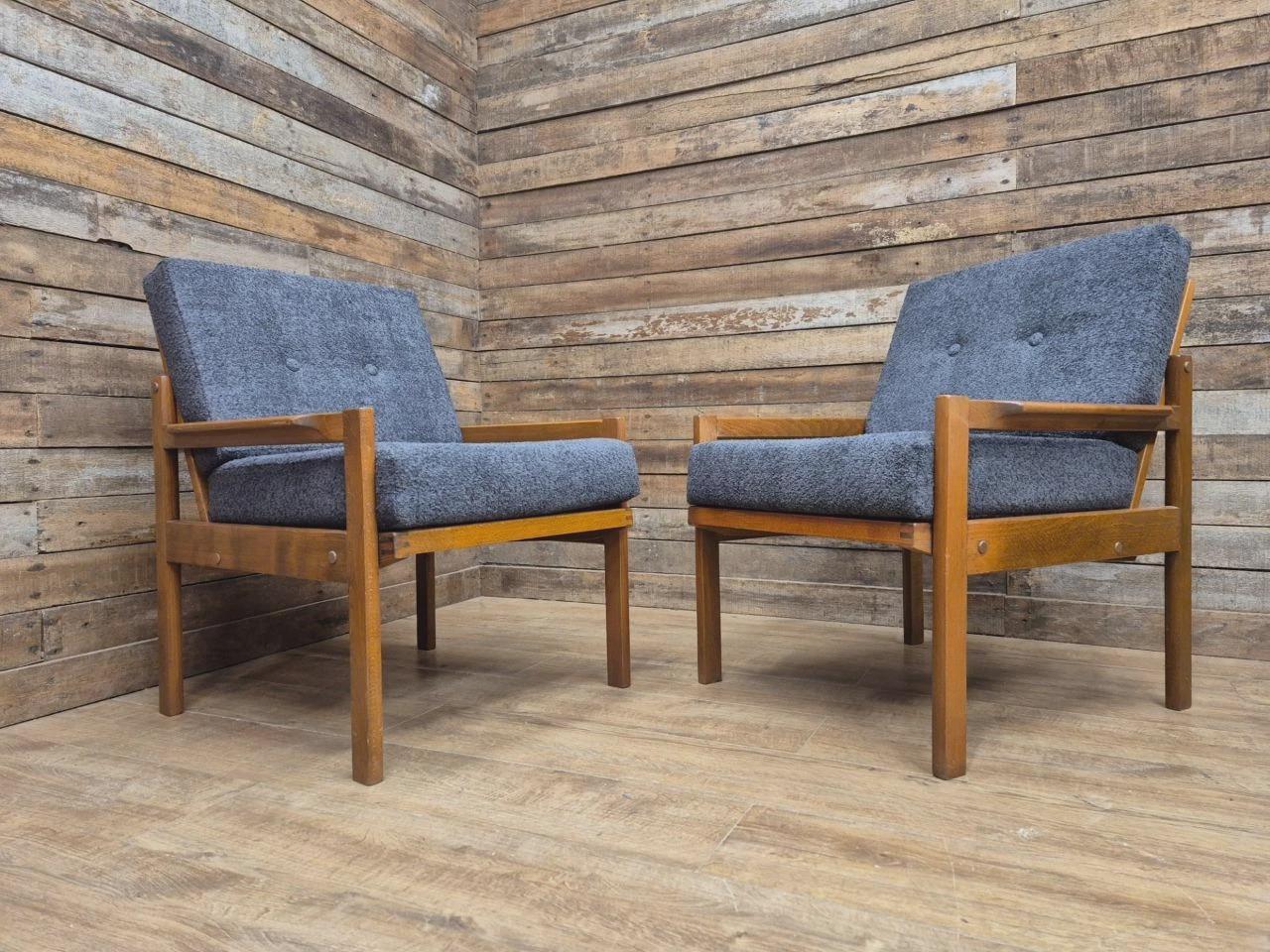 Pair Centa Teak Lounge Chairs Mid Century Danish Armchairs MCM Classic Style