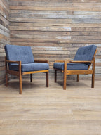 Pair Centa Teak Lounge Chairs Mid Century Danish Armchairs MCM Classic Style