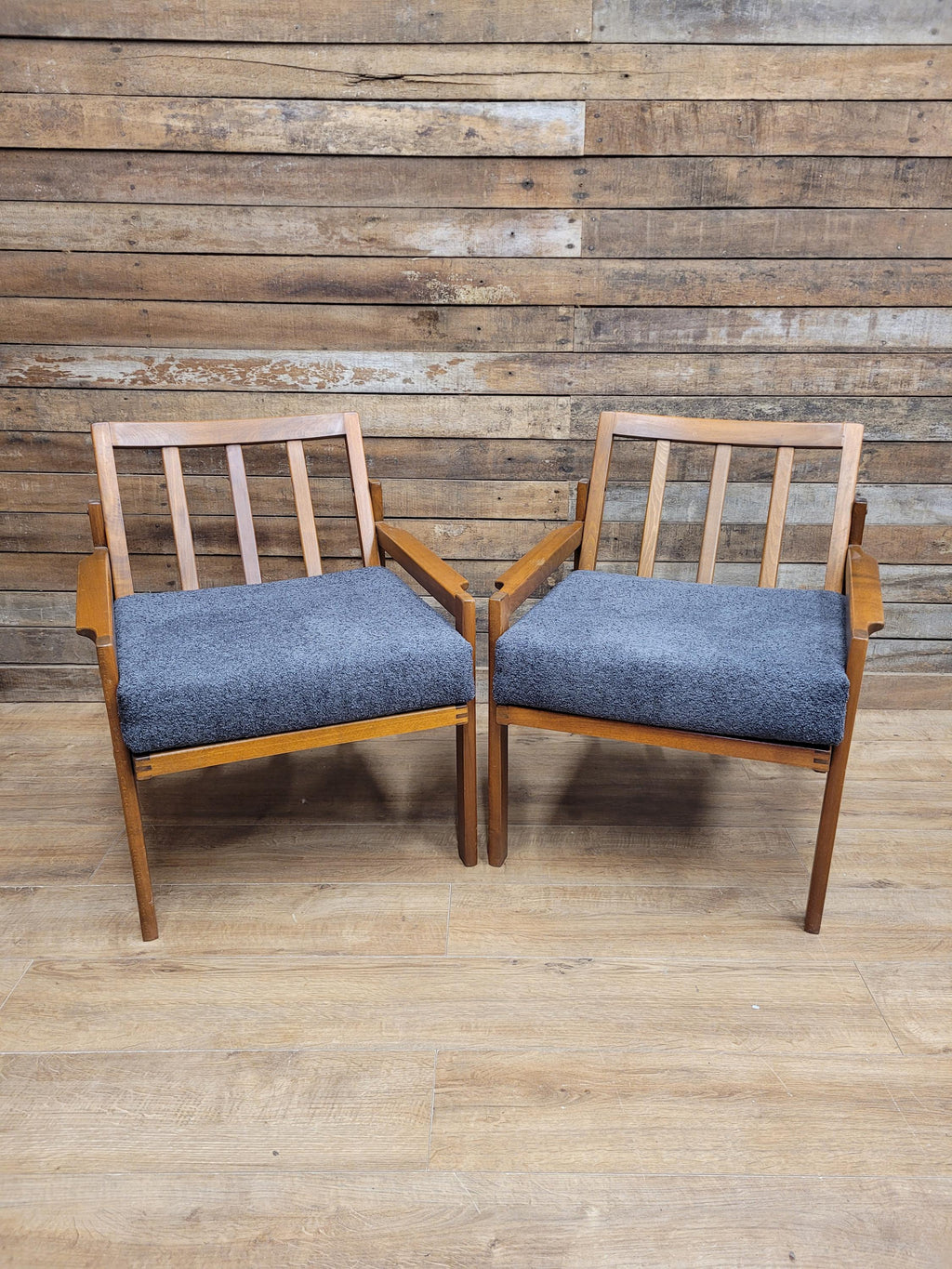 Pair Centa Teak Lounge Chairs Mid Century Danish Armchairs MCM Classic Style