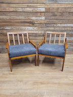 Pair Centa Teak Lounge Chairs Mid Century Danish Armchairs MCM Classic Style