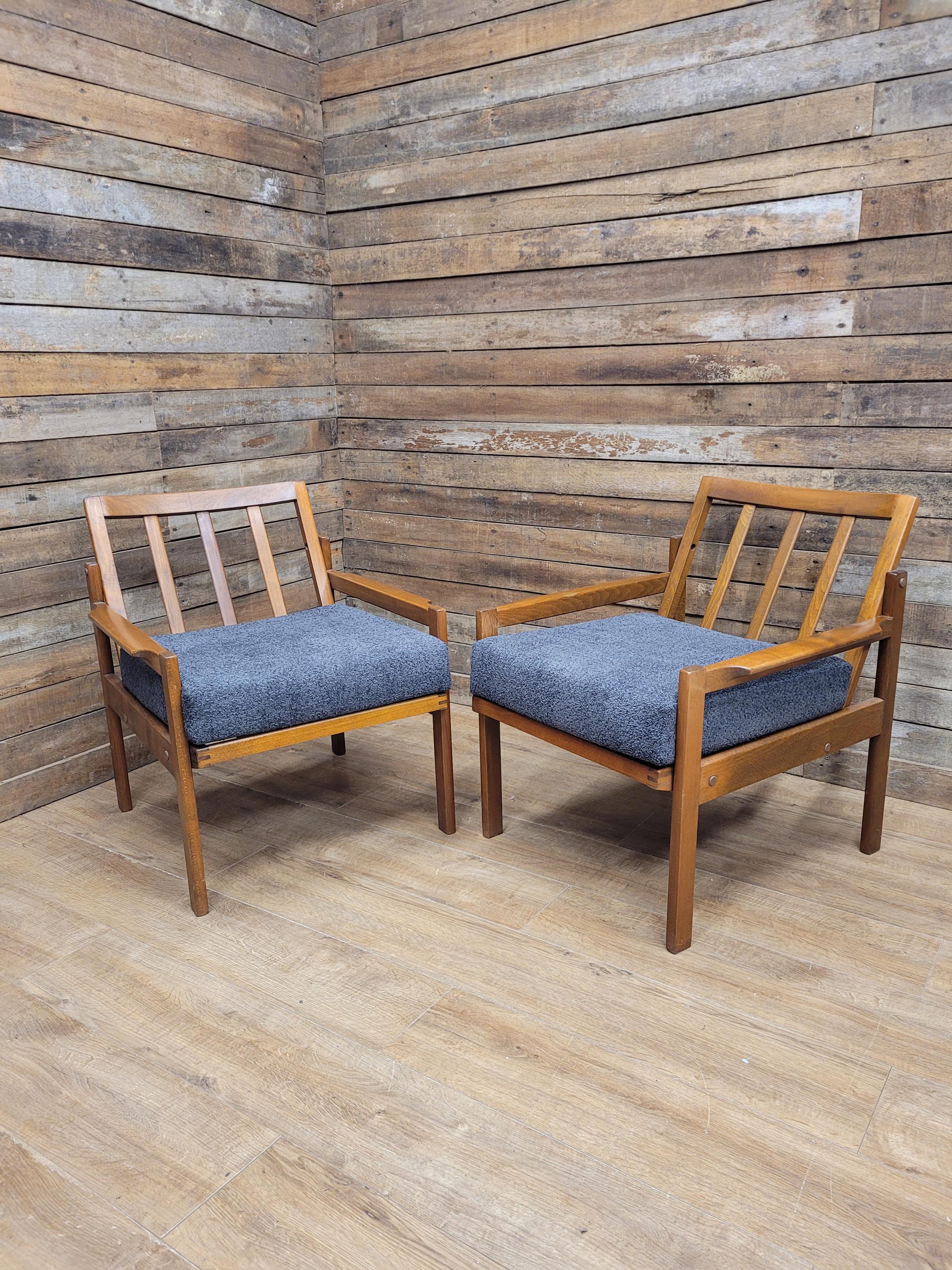 Pair Centa Teak Lounge Chairs Mid Century Danish Armchairs MCM Classic Style