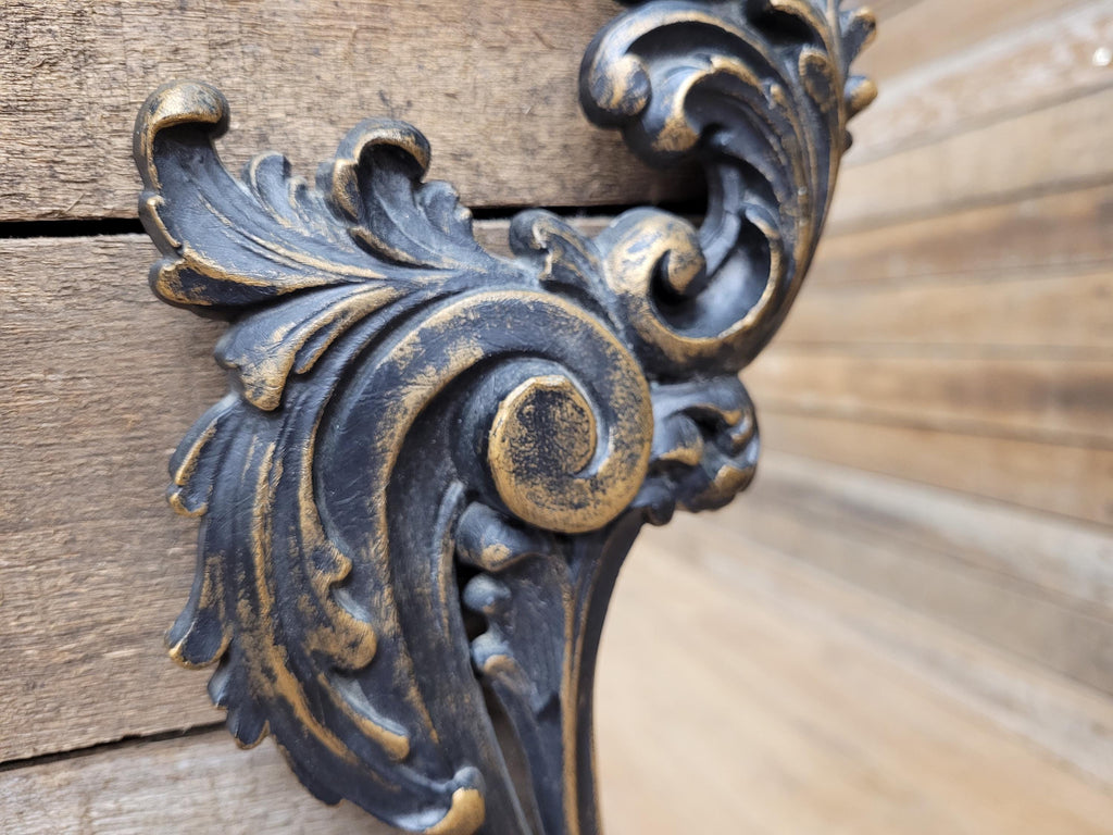 Rococo Style Resin Wall Mirror Vintage Black Gold Decorative Frame