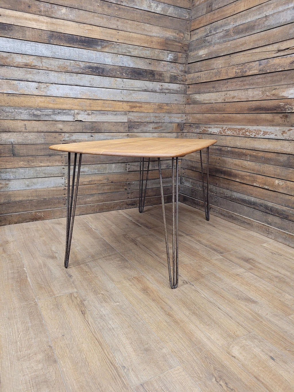 Ercol Blonde Elm Dining Table Industrial Hairpin Legs Rustic Kitchen Table