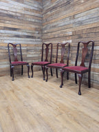 Four Queen Anne Style Dining Chairs Mahogany Chairs Upholstered Seats