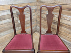 Four Queen Anne Style Dining Chairs Mahogany Chairs Upholstered Seats