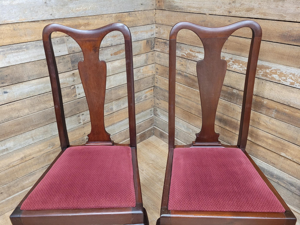 Four Queen Anne Style Dining Chairs Mahogany Chairs Upholstered Seats
