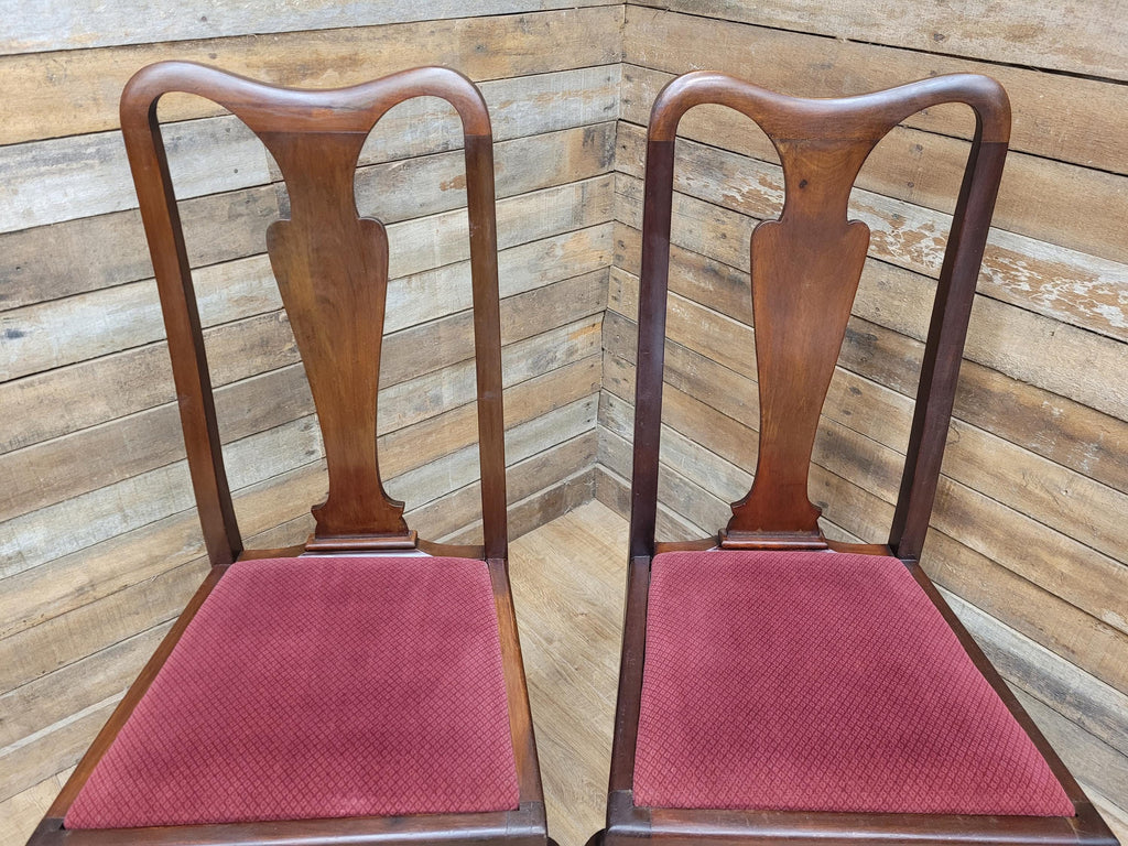 Four Queen Anne Style Dining Chairs Mahogany Chairs Upholstered Seats