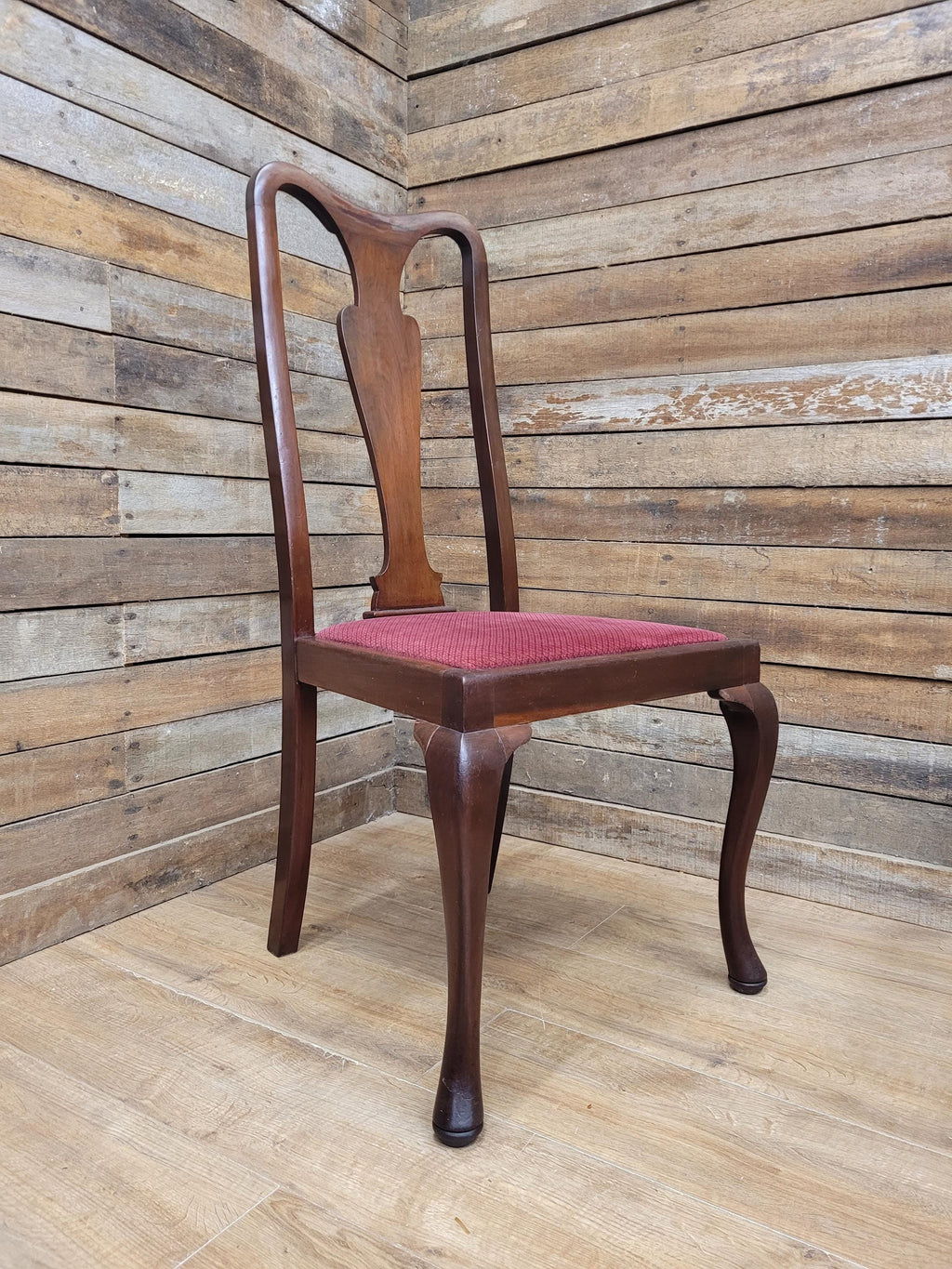 Four Queen Anne Style Dining Chairs Mahogany Chairs Upholstered Seats