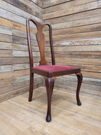 Four Queen Anne Style Dining Chairs Mahogany Chairs Upholstered Seats