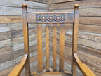 Oak Barley Twist Armchair Arts And Crafts Hall Chair Faux Leather Seat