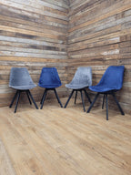 MMILO Dining Chairs Velvet Upholstered Black Legs Set Four