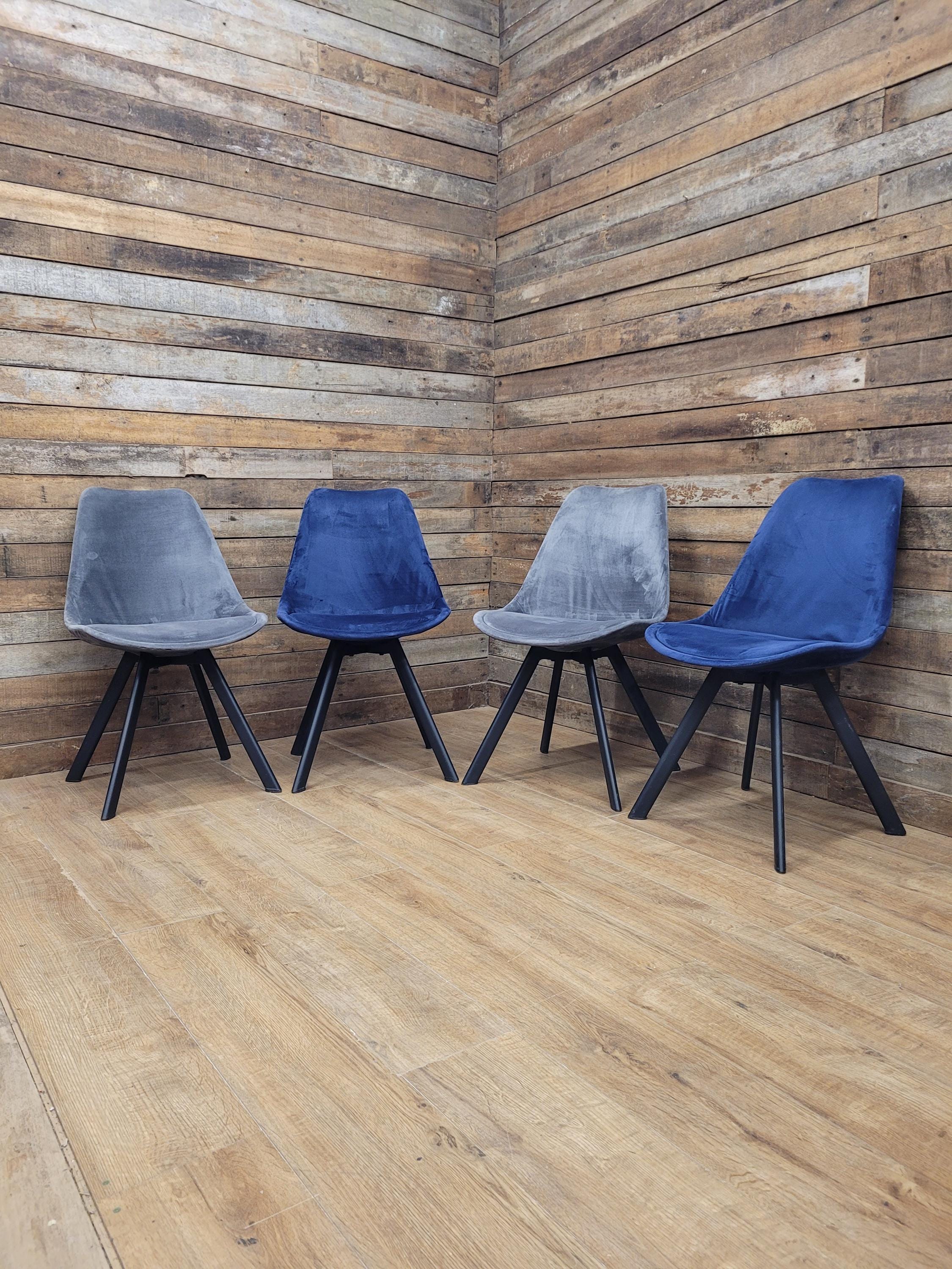 MMILO Dining Chairs Velvet Upholstered Black Legs Set Four