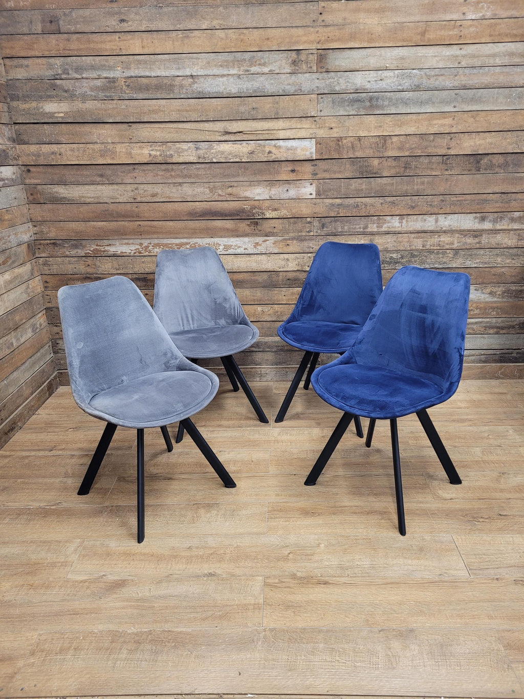 MMILO Dining Chairs Velvet Upholstered Black Legs Set Four