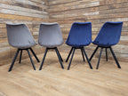 MMILO Dining Chairs Velvet Upholstered Black Legs Set Four