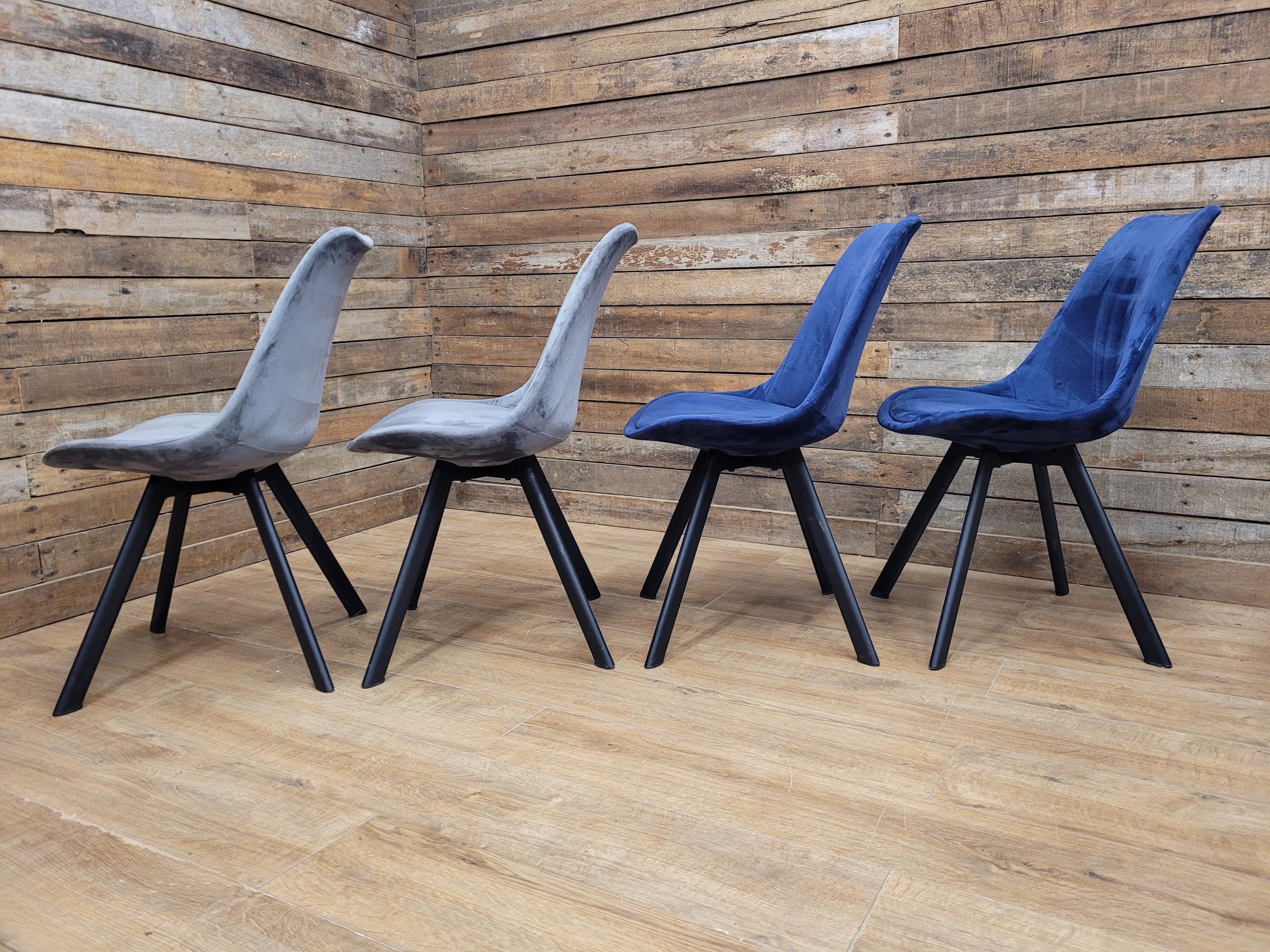 MMILO Dining Chairs Velvet Upholstered Black Legs Set Four