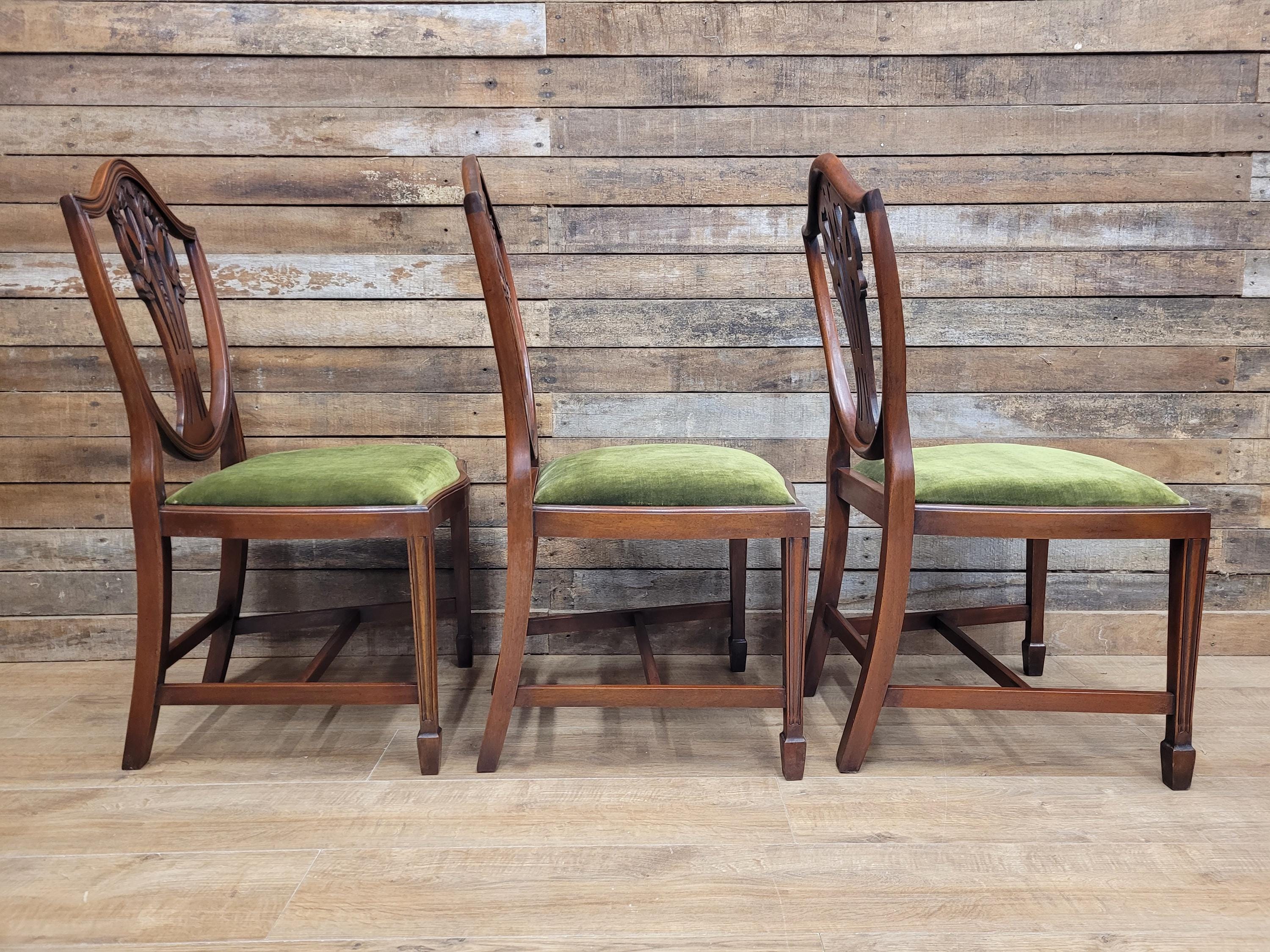 Prince Of Wales Hepplewhite Dining Chairs Mahogany Set Six Shield Back