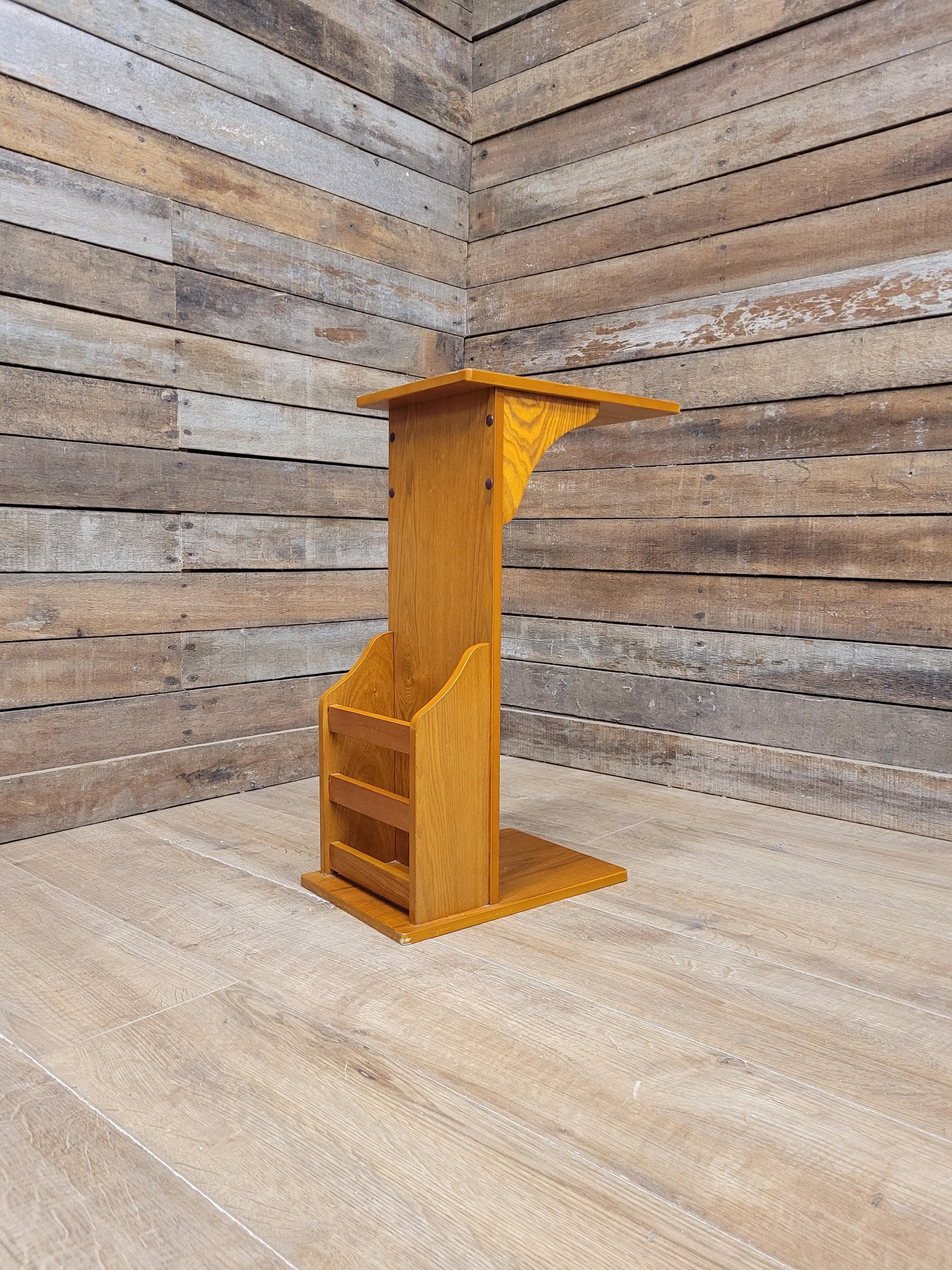 Teak Magazine Rack Side Table Vintage Telephone Stand Lamp Table