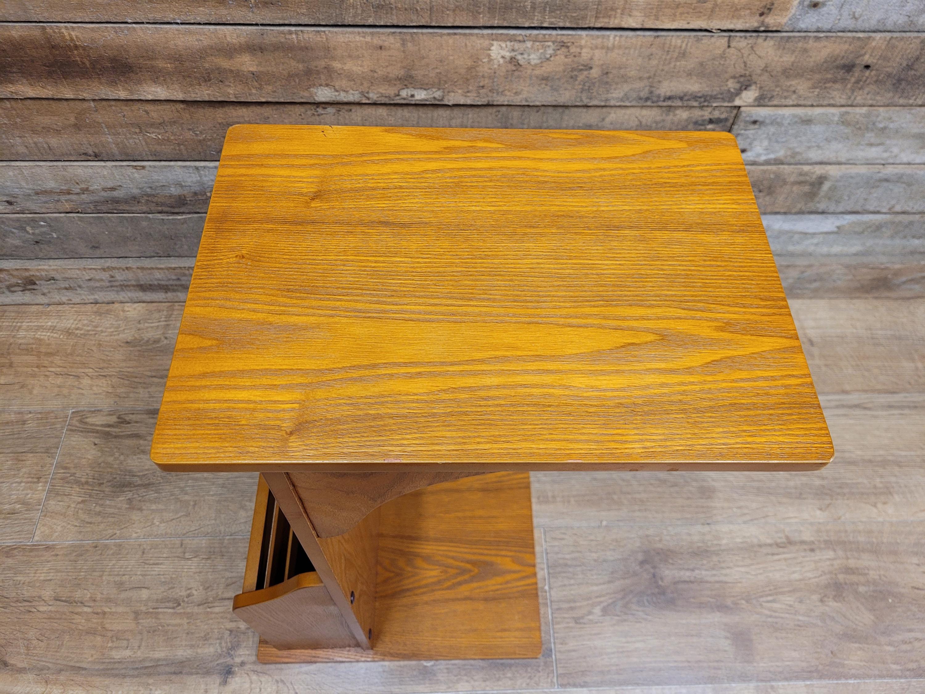 Teak Magazine Rack Side Table Vintage Telephone Stand Lamp Table