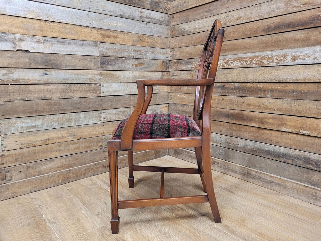 Mahogany Armchair Shield Back Hepplewhite Prince Of Wales Tartan Chair