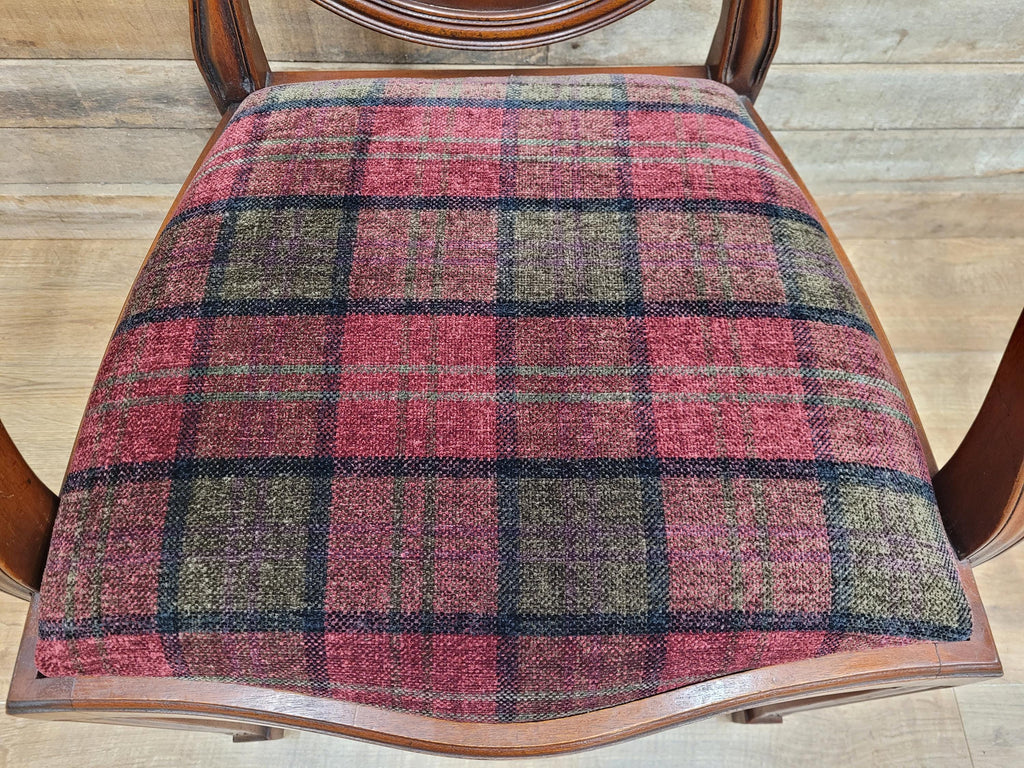 Mahogany Armchair Shield Back Hepplewhite Prince Of Wales Tartan Chair