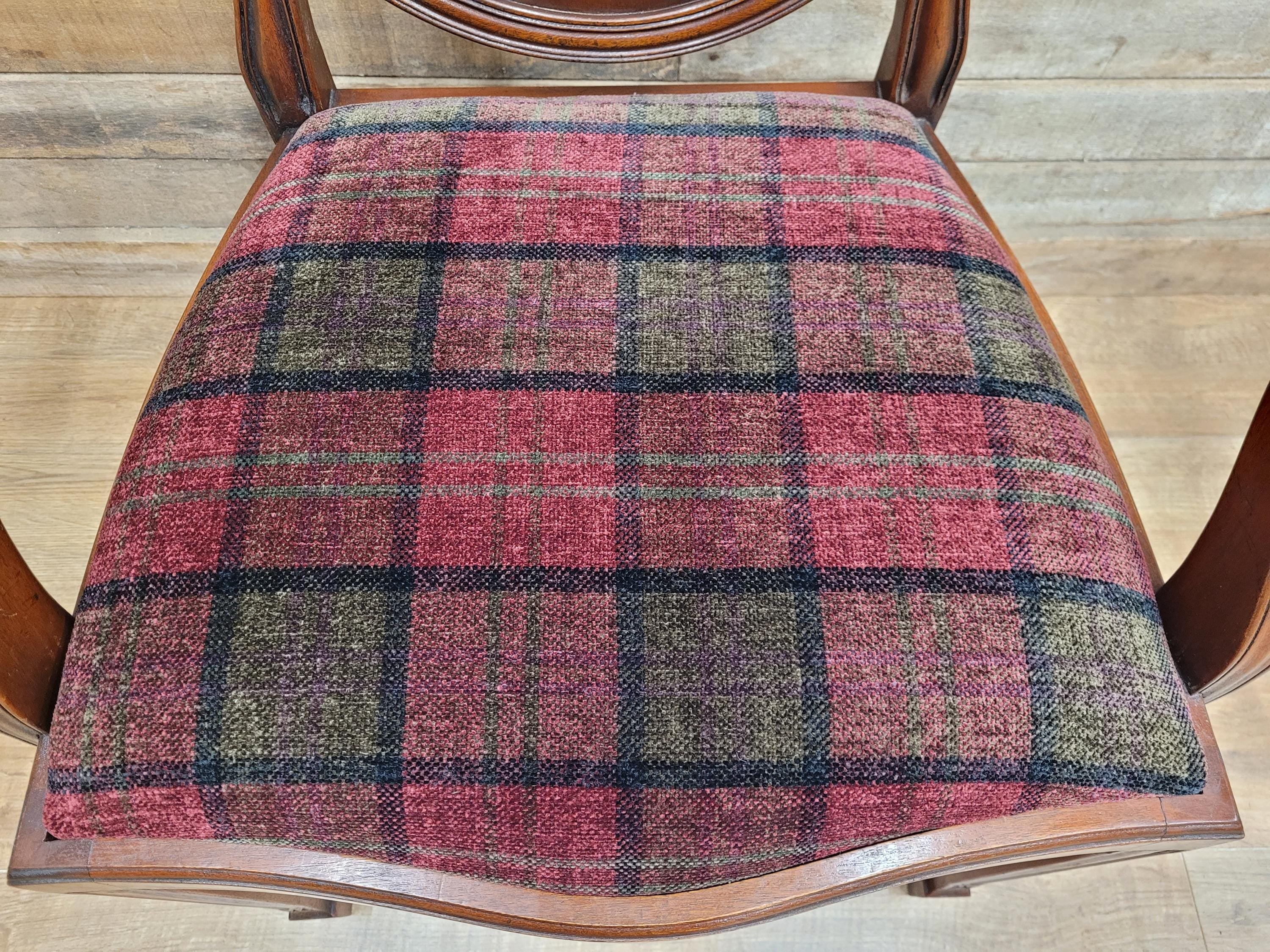Mahogany Armchair Shield Back Hepplewhite Prince Of Wales Tartan Chair