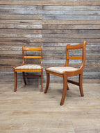Pair Dining Chairs Mahogany Regency Style Sabre Leg Upholstered Seats