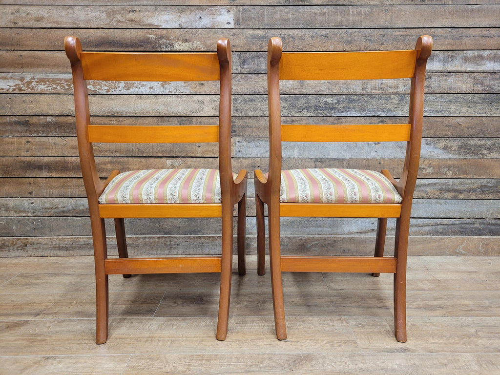 Pair Dining Chairs Mahogany Regency Style Sabre Leg Upholstered Seats