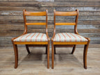 Pair Dining Chairs Mahogany Regency Style Sabre Leg Upholstered Seats