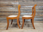 Pair Dining Chairs Mahogany Regency Style Sabre Leg Upholstered Seats