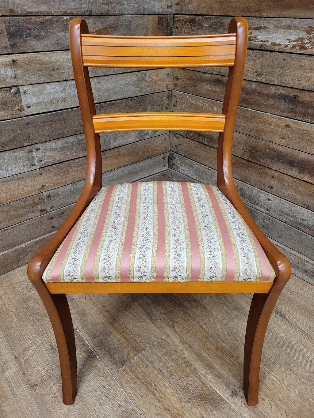 Pair Dining Chairs Mahogany Regency Style Sabre Leg Upholstered Seats
