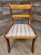 Pair Dining Chairs Mahogany Regency Style Sabre Leg Upholstered Seats