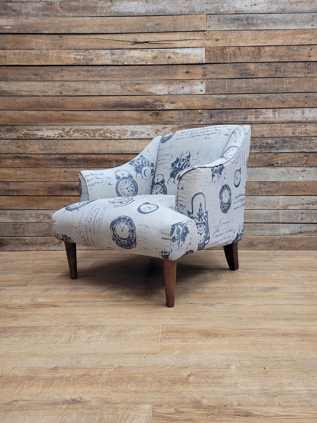 Tub Chair Upholstered Armchair Occasional Chair Clock Print Lounge Seat