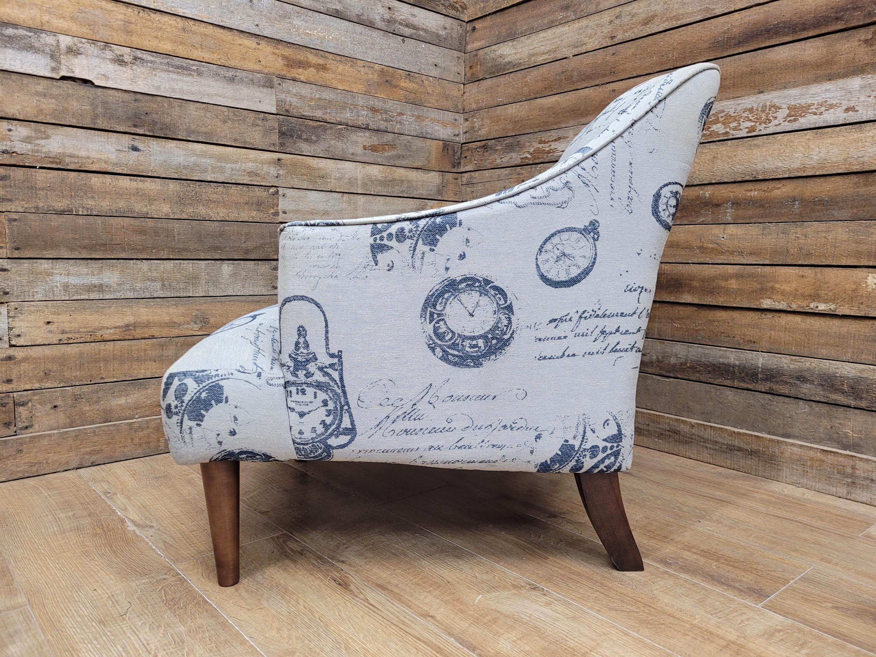 Tub Chair Upholstered Armchair Occasional Chair Clock Print Lounge Seat